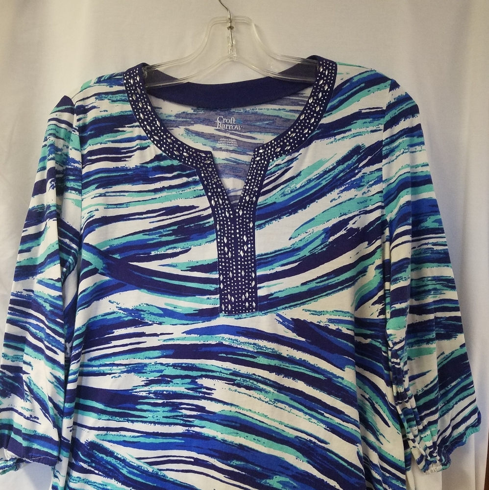 Croft & Barrow Aqua and Blue ladies size 1X top